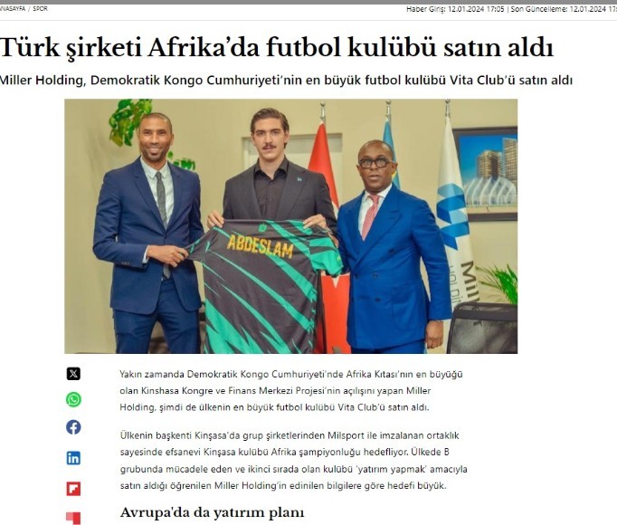 Oksijen - Türk Şirketi Afrika’da Futbol Kulübü Satın Aldı