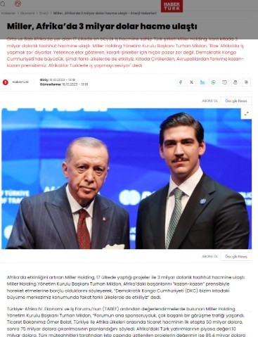 Habertürk - Miller, Afrika’da 3 Milyar Dolar Hacme Ulaştı