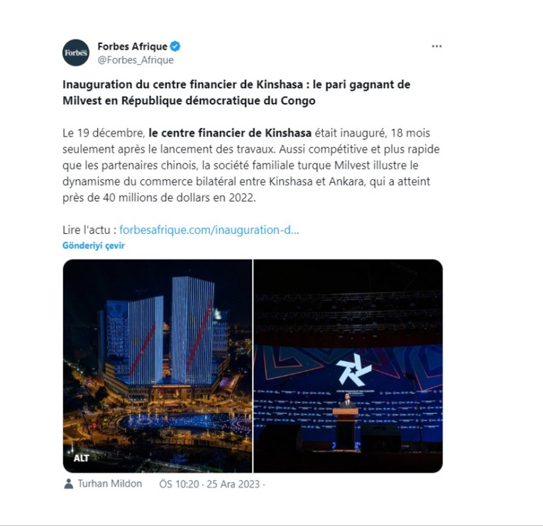 X (Twitter) - Forbes Afrique: Kinşasa Finans Merkezi’nin Açılışı Büyük Yankı Uyandırdı